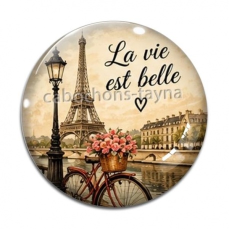 Cabochon Verre - la vie est belle