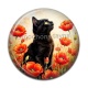 Cabochon Résine - chat coquelicot