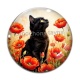 Cabochon Verre - chat coquelicot