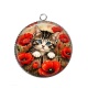 Pendentif Cabochon Argent - chaton coquelicot