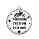 Pendentif Cabochon Argent - mon tonton c'est le roi de la moto