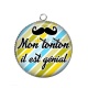 Pendentif Cabochon Argent - mon tonton il est génial