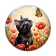 Cabochon Verre - chat coquelicot