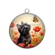 Pendentif Cabochon Argent - chat coquelicot