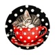 chat tasse fond pois