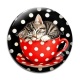 Cabochon Verre - chat tasse fond pois