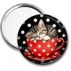 Miroir de poche - chat tasse fond pois