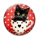 Cabochon Verre - chaton tasse fond pois