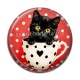 Cabochon Résine - chaton tasse fond pois