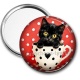 Miroir de poche - chaton tasse fond pois
