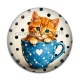Cabochon Résine - chaton tasse fond pois