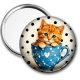Miroir de poche - chaton tasse fond pois
