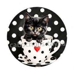 chaton tasse fond pois