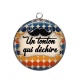 Pendentif Cabochon Argent - un tonton qui déchire