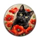 Cabochon Résine - chat coquelicot