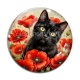 Cabochon Verre - chat coquelicot