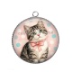 Pendentif Cabochon Argent - chaton pois