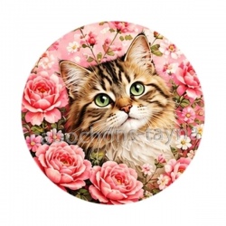 chat fleur rose