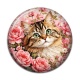 Cabochon Résine - chat fleur rose