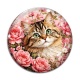 Cabochon Verre - chat fleur rose
