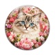 Cabochon Verre - chat fleur