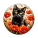 Cabochon Verre - chat coquelicot