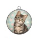 Pendentif Cabochon Argent - chat pois
