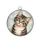Pendentif Cabochon Argent - chat pois
