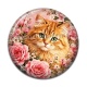 Cabochon Résine - chat roux fleurs roses