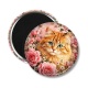 Magnet's - chat roux fleurs roses