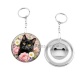 Porte clés décapsuleur - chat noir fleur
