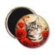 Magnet's - chat gris coquelicot