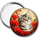 Miroir de poche - chat gris coquelicot