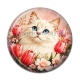 Cabochon Résine - chat blanc tulipe