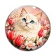 Cabochon Verre - chat blanc tulipe