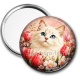 Miroir de poche - chat blanc tulipe