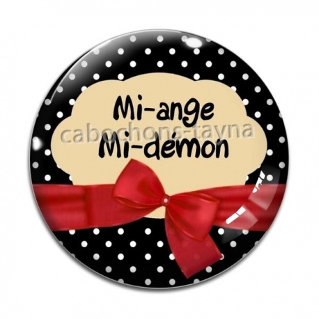 Cabochon Verre - mi ange mi démon