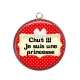 Pendentif Cabochon Argent - chut je suis une princesse