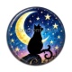 Cabochon Résine - chat noir lune et étoile