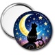 Miroir de poche - chat noir lune et étoile