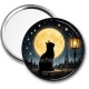 Miroir de poche - chat noir lune et étoile