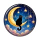 Cabochon Résine - chat noir lune et étoile