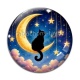 Cabochon Verre - chat noir lune et étoile