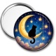 Miroir de poche - chat noir lune et étoile