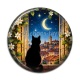 Cabochon Résine - chat noir lune et étoile