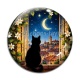 Cabochon Verre - chat noir lune et étoile
