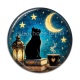 Cabochon Résine - chat noir lune et étoile
