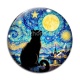Cabochon Verre - chat noir lune et étoile