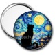 Miroir de poche - chat noir lune et étoile