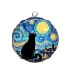 Pendentif Cabochon Argent - chat noir lune et étoile